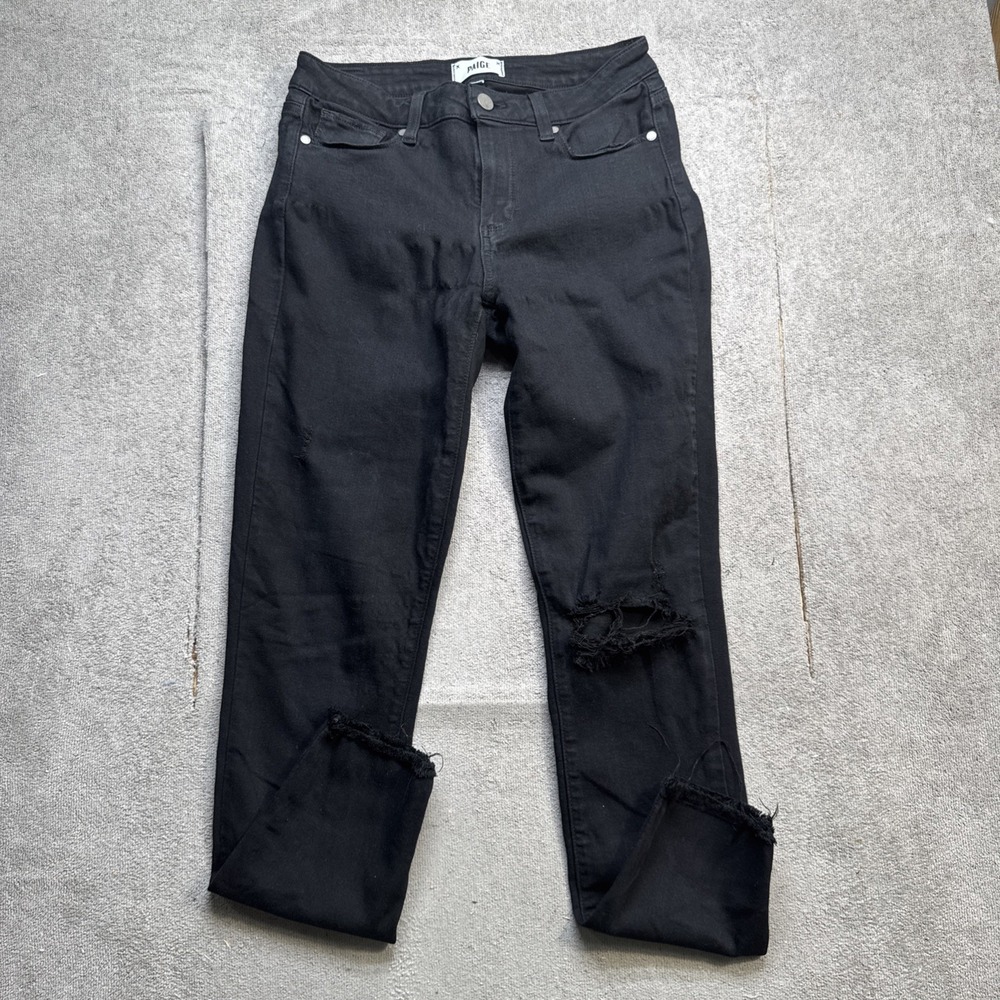 Paige Verdugo Ankle Black Distressed Skinny Jeans Women's Size 28 Grunge